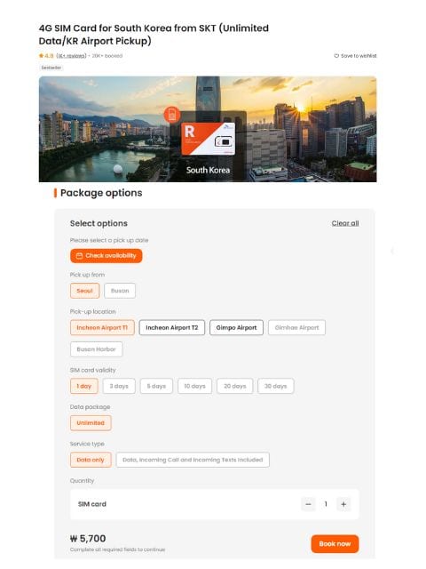 4G Sim Card for Korea from Klook
